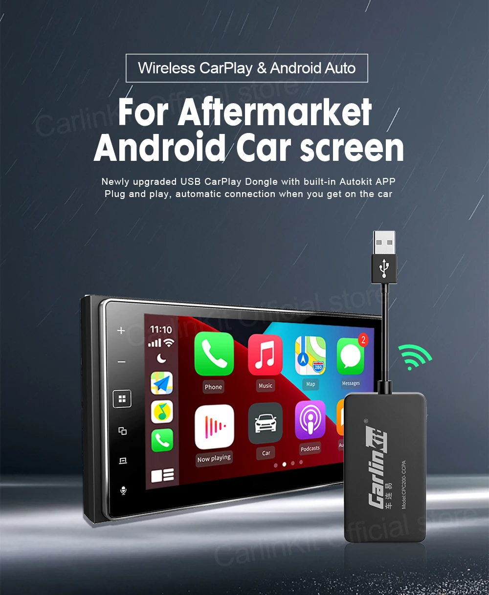 CarlinKit Android Auto USB Dongle Drahtlose CarPlay Adapter Für Android Auto Unterstützung Spotify Waze Karte Telefon Mirrorlink Auto Radio – Detail 9