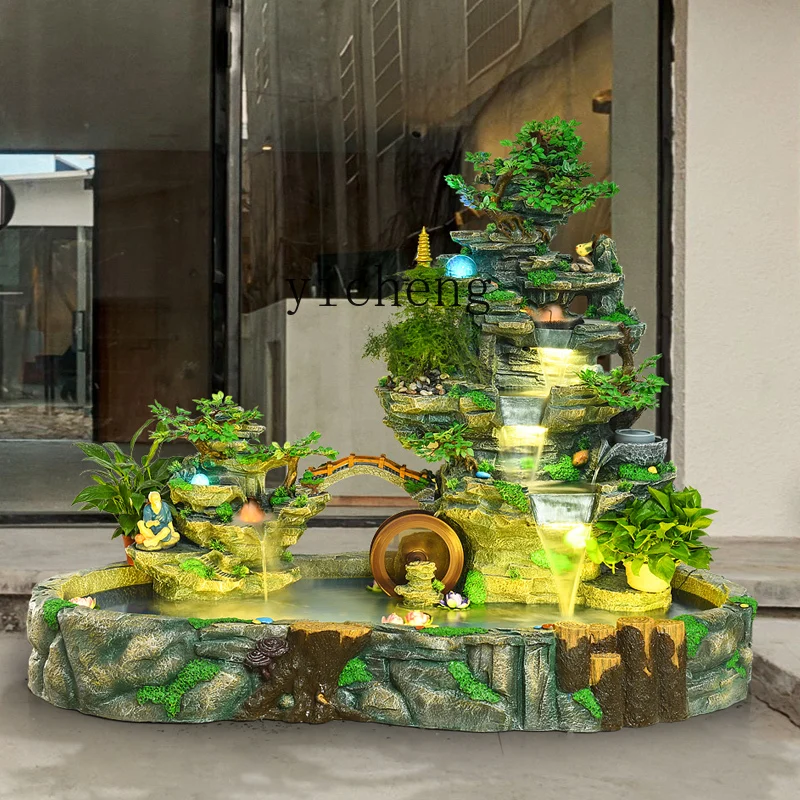 

TWR large-scale floor-to-ceiling rockery, flowing water fountain, feng shui wheel, fish pond landscaping, decorative ornament