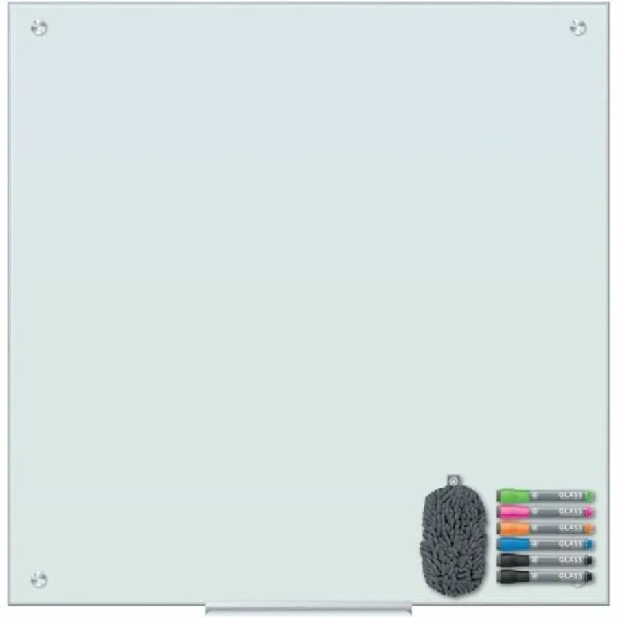 

Magnetic Dry Erase Board White Board Office Supplies White with Eraser Markers Magnet 18" Tray 4mm 36" x 36"
