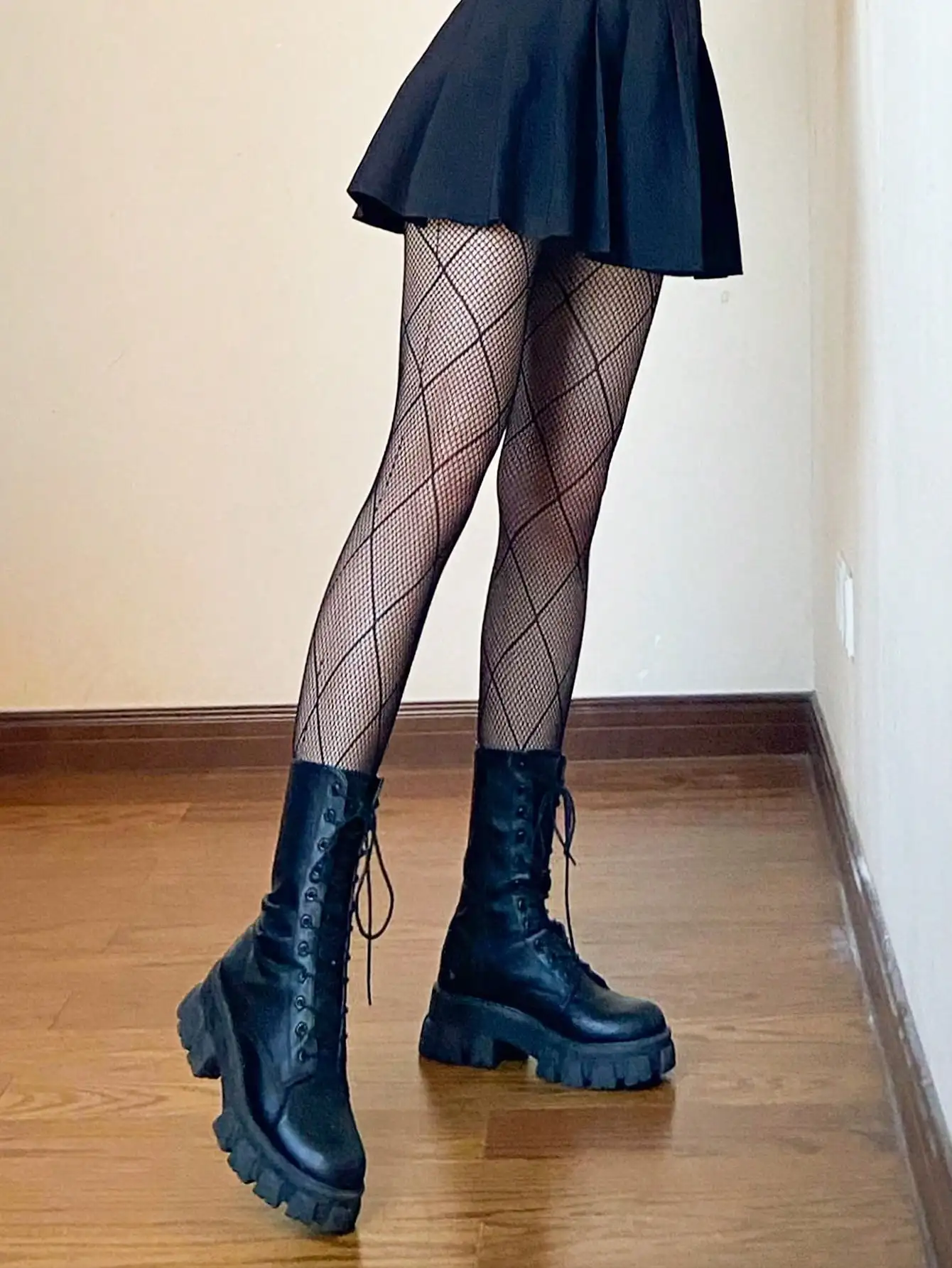 

Черные колготки-сетка с ромбовидным узором, тонкие прозрачные чулки для весенне-осенней моды