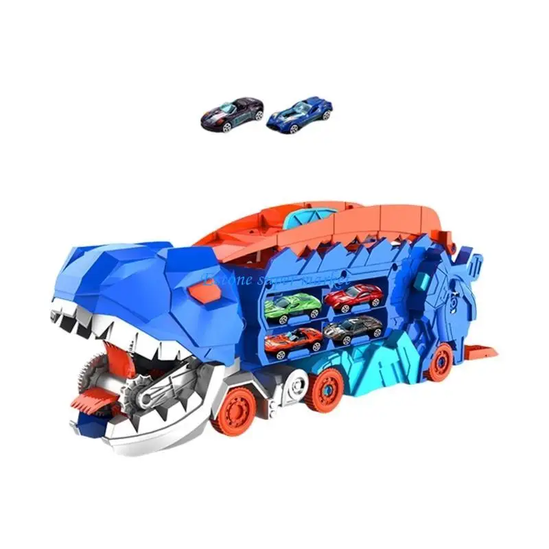 090B ชุดติดตามเร็กซ์ยุคก่อนประวัติศาสตร์สำหรับเด็กส่งเสริมความคิดสร้างสรรค์ด้วยรถของเล่น 2 คัน