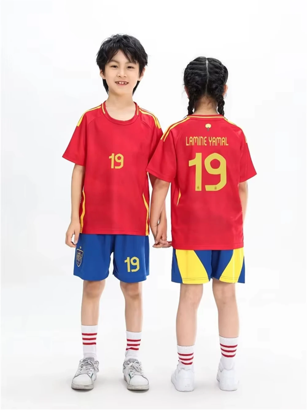 Children's Sport Set Boy Girl Spanish Lamine Yamal Fans Shirt Training Wear Men And Kids Games Soccer Kits Leisure Uniforms