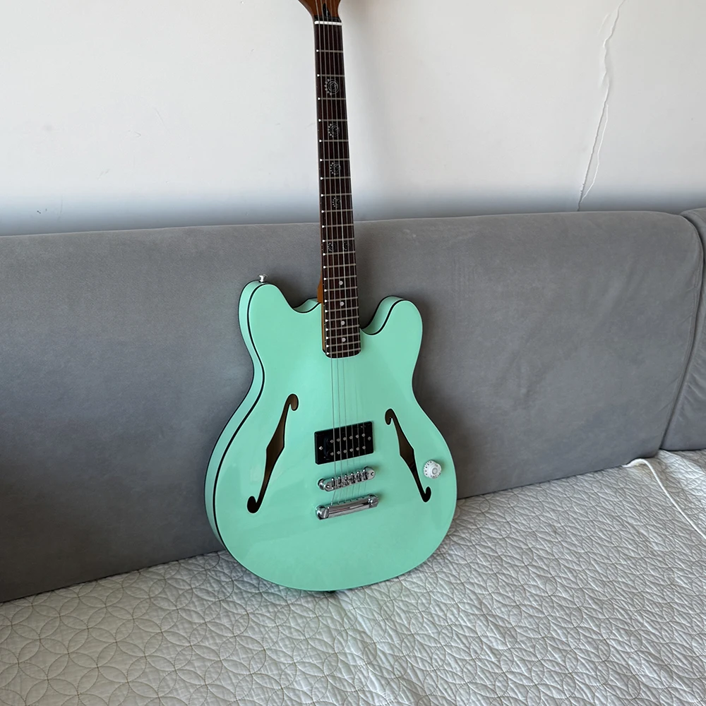 High quality Tom Delonge bright surfing green color starcaster jazz electric guitar,AAA rosewood fretboard,ABR-1 bridge