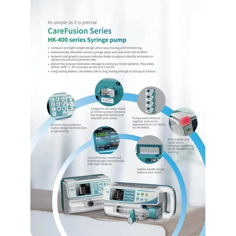 Multi Language Real Time Alarm High Quality Medical  Pump for Human Veterinary Clinical Hospital Use