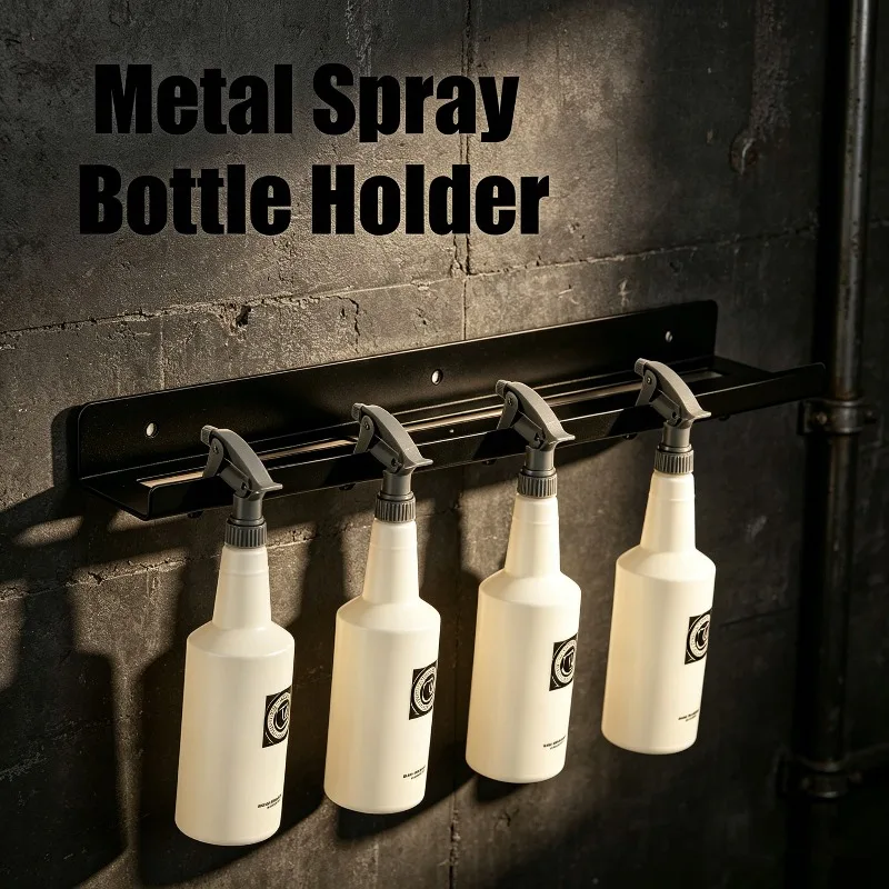 Heavy Duty Wall Mounted Metal Trigger Bottle Rack Iron Spray Bottle Holder Organizer for Garage Car Wash Home Kitchen