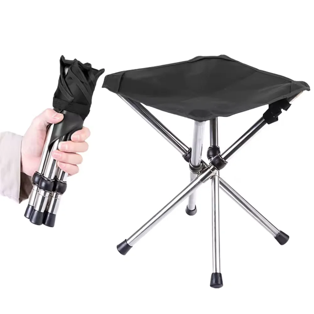 Folding Camping Chair Tripod Fishing Stool Max Load 150KG Heavy Duty Stainless Steel Portable Outdoor Picnic Chair for Travel