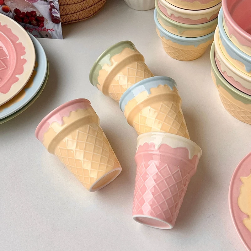 

LH Ceramic Ice Cream Cone Mug High Value Coffee Milk Cup