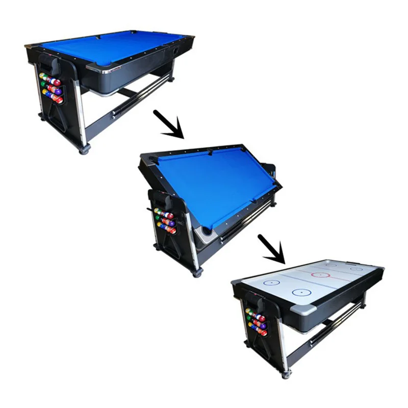 

Four-in-one pool table Multi Game Table with Billiards, Air Hockey, and Table Tennis Dining table