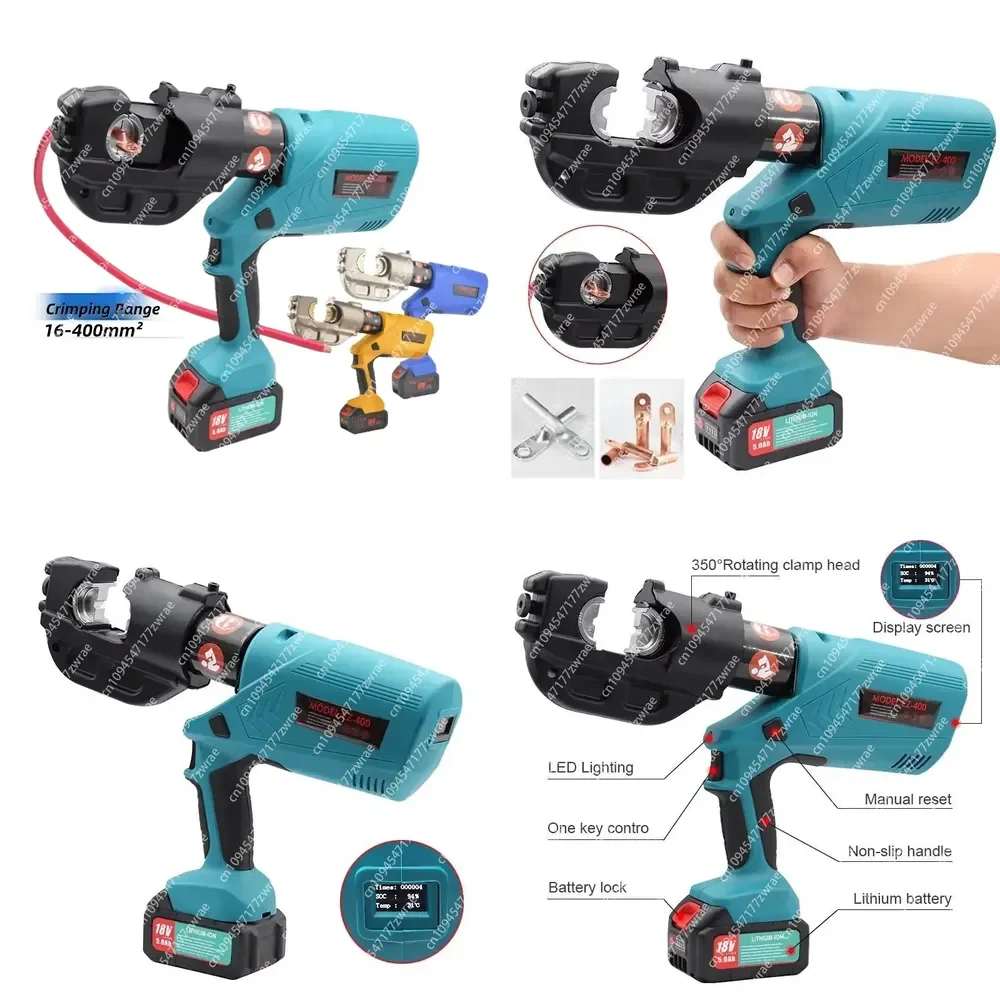 18V Rechargeable Electric EZ-400 Hydraulic Wire Pliers Battery Powered Terminal Cable Crimping Tools for Copper Aluminum