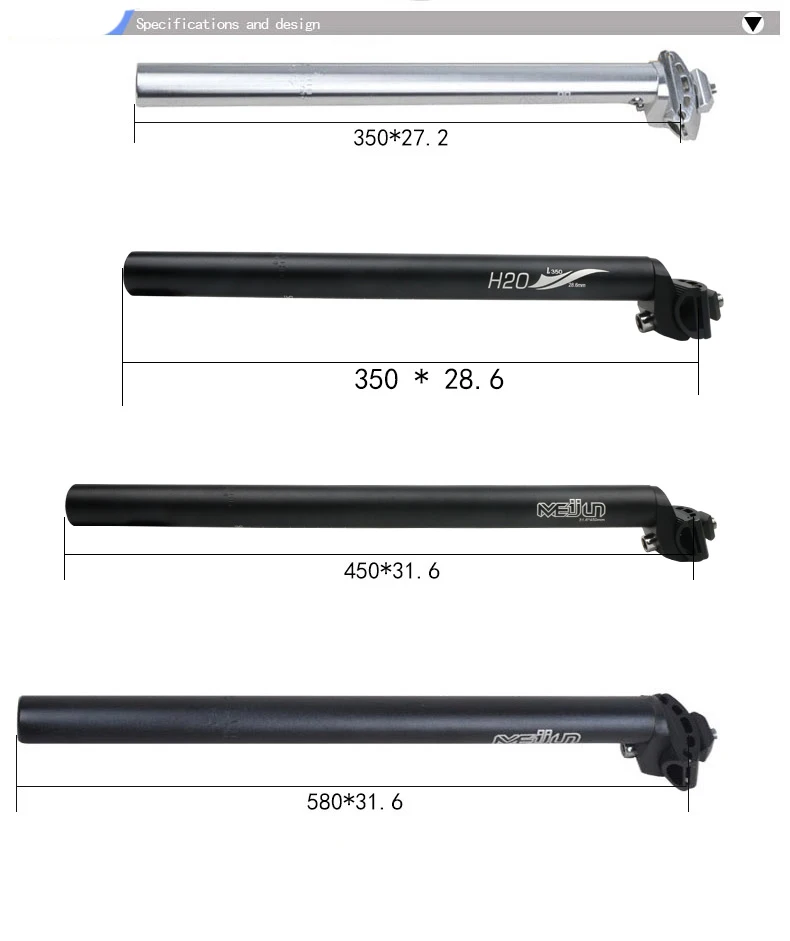 MTB Rennrad Sattelstütze 27,2/28,6/30,4/30,8/31,6X350mm/450mm/580mm Länge Fahrrad-Sattelrohr Aluminiumlegierung Sattelstütze – Detail 4