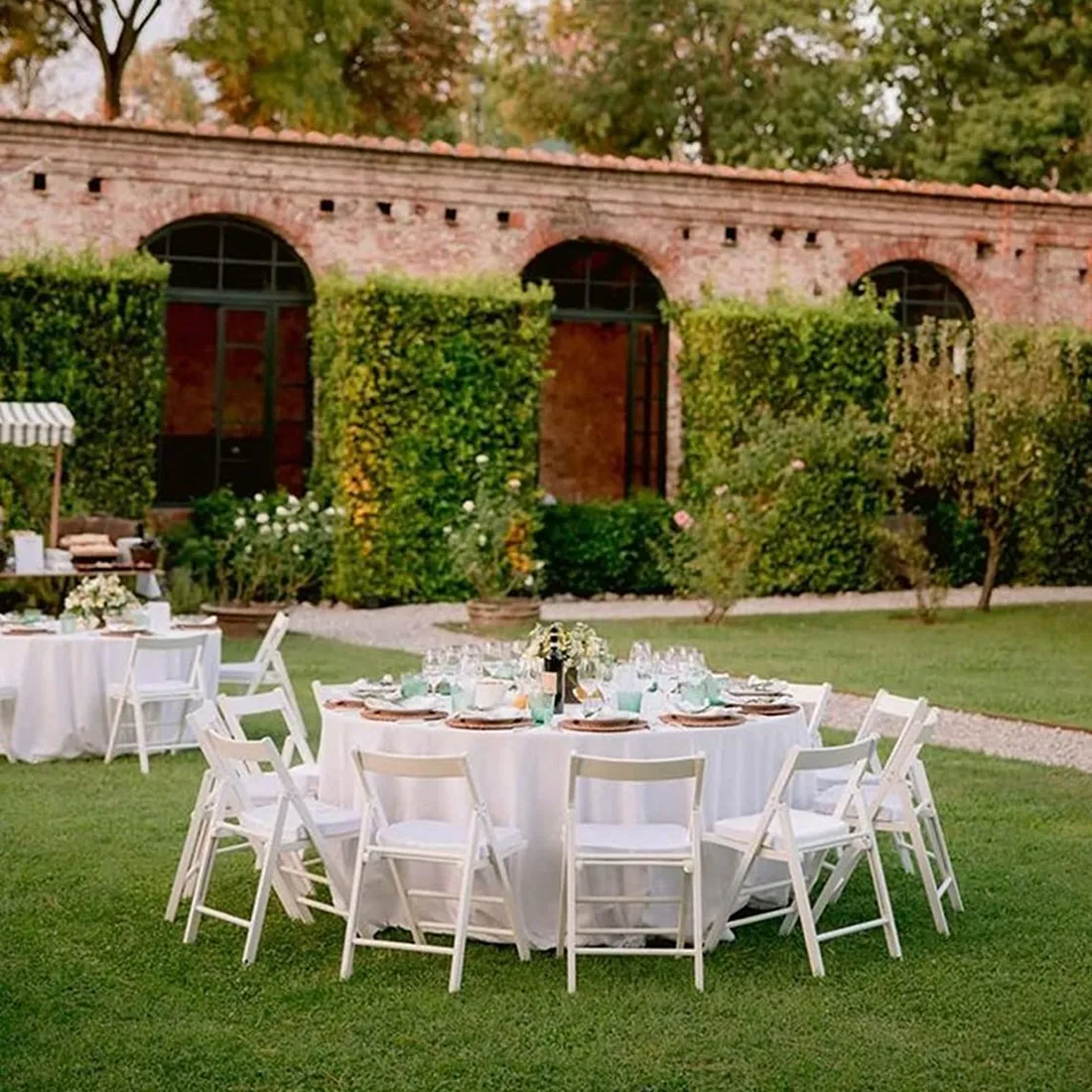 8 Pack Round Tablecloth, 84 Inch White Disposable Table Covers PEVA Waterproof Plastic Round Tablecloths (White)
