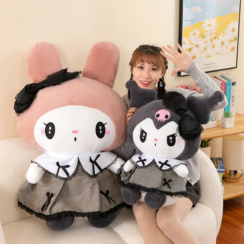 Sanrio Kuromi Melody Cinnamoroll almohada de peluche, muñeca de Anime, almohada de sofá, decoración de habitación Kawaii para niña, regalo de cumpleaños