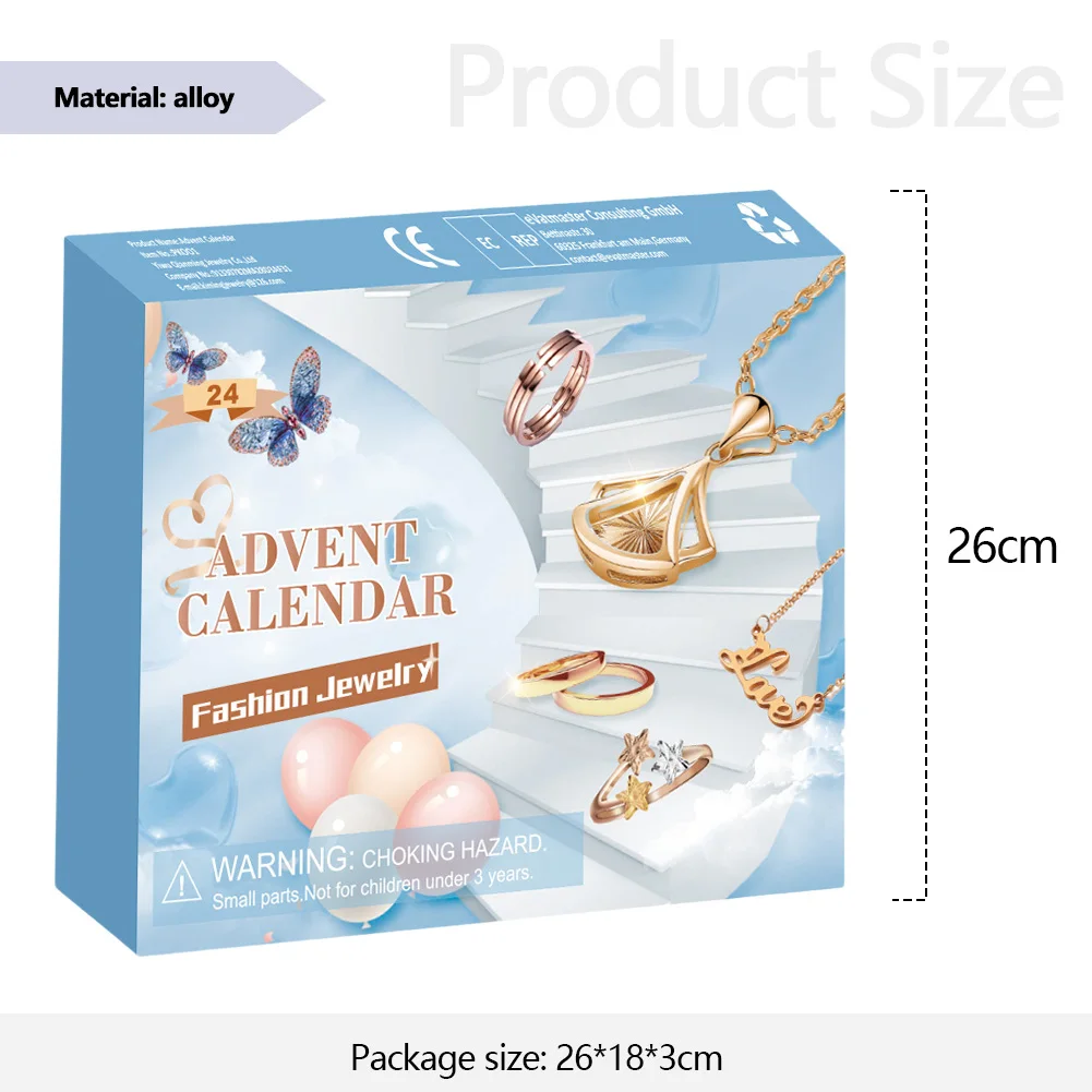 Jewelry Advent Calendar 2024 24 Days Christmas Countdown Calendar with Earrings Necklaces and Rings Xmas Countdown Calendar