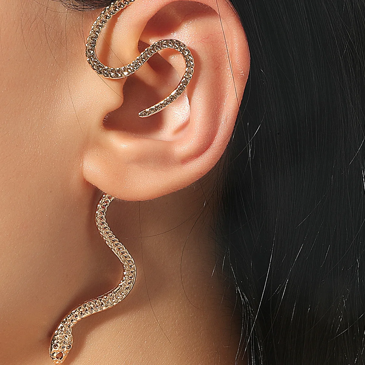Newest Punk European And American Style Snake Ear Cuff Earring For Women Silver Color Animal Ear Clip Earrings Jewelry Acces