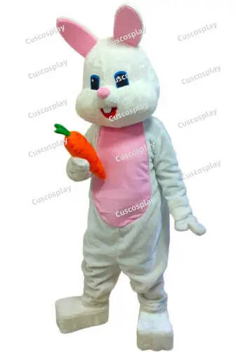 

New Adult Halloween Christmas White Easter Rabbit Mascotte Fancy Cartoon Mascot Costume Plush Fancy Dress Mascot Costume