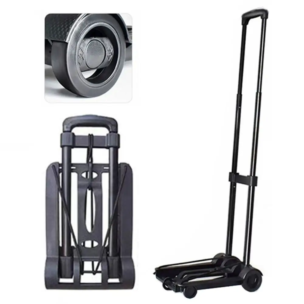 Foldable Pull Rod Luggage Dolly Cart Heavy Duty 2 Wheel Household Grocery Cart Convenient Multifunctional Small Pull Cart Hiking