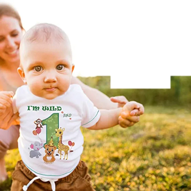 Woodland jungle Safari forest animal themed wild one first second 1st 2nd Birthday decoration gift present Photo props T Shirt