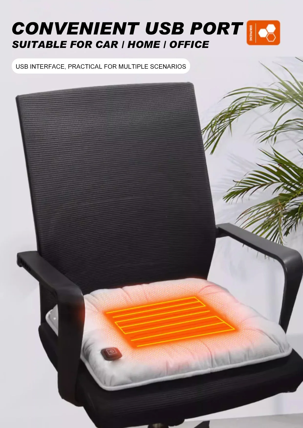 5V Heated Car Seat Cover USB Port 30' Fast Car Seat Heater For Car Home Office Heated Car Seat Protector Seat Heating Cover Pads view 6