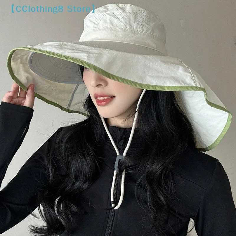 Minimalist Sunscreen Fisherman Hat With Brim Women Lightweight Breathable Portable Summer Outdoor Sunshade Hat【AliS8】