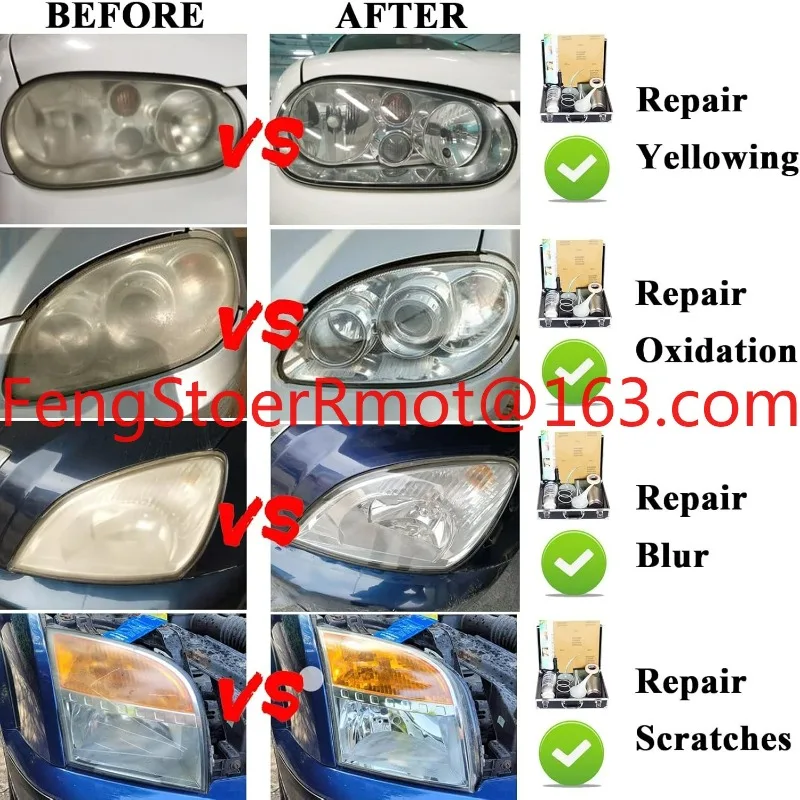 Car Headlight Polishing Kit 800G/600ML Headlight Restoration Liquid Polymer Headlamp Renovation Repair Clean Kit Automobile Tool