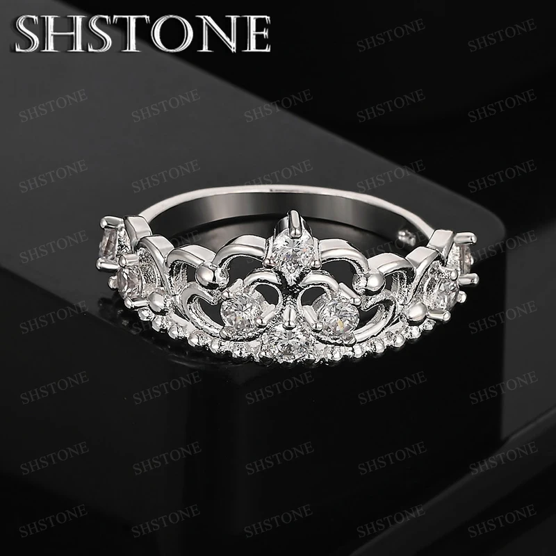 

AAA Zircon 925 Sterling Silver Crown Ring Noble Luxury Pretty Jewelry Wedding Banquet Party Anniversary Gift Accessories