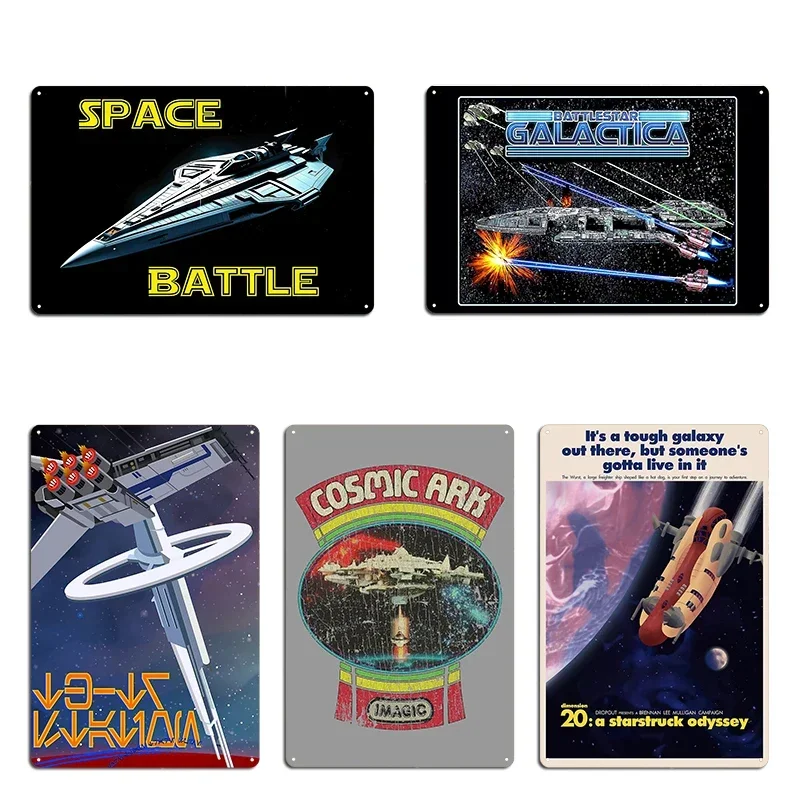 Space 1999 Eagle Cosmic Ark 1982 Battlestar Galactica Metal Plaque Funny Print Garage Party Cinema Tin Sign Poster