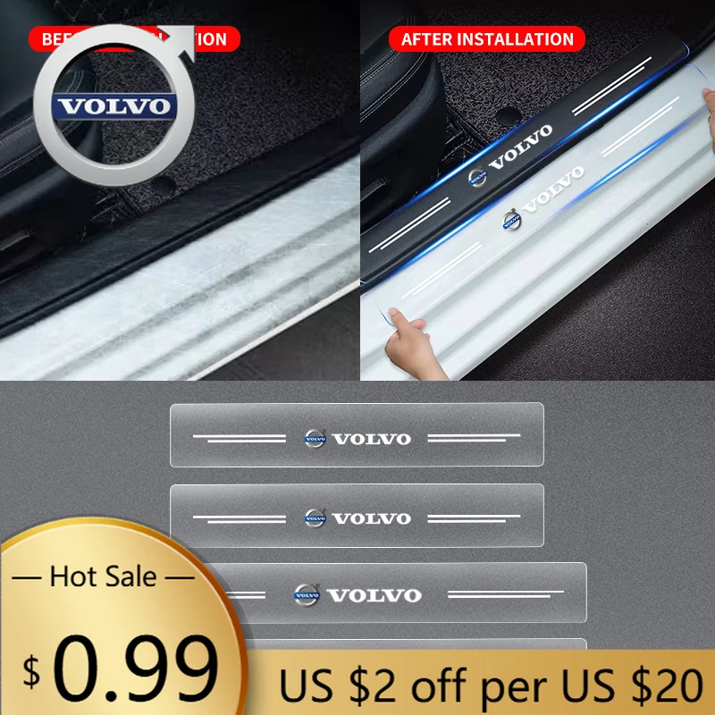

Колпаки ступиц, 4 шт., защита порога автомобиля, прозрачная декоративная наклейка со значком для Volvo V60 V40 XC90 XC40 S60 XC60 V70 S90 V90 Acce