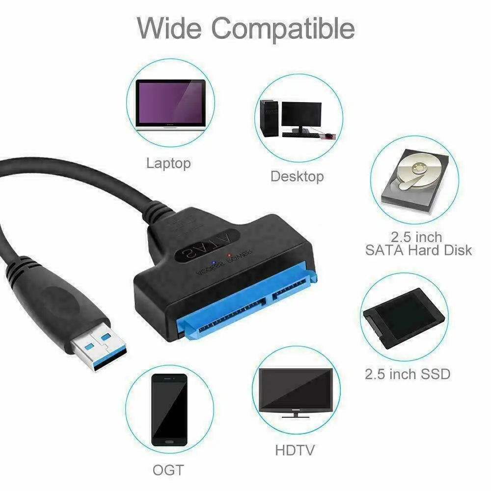 1pc 2.5 "3.5" USB 3.0 A Sata 3 Cavo Adattatore USB3.0 Cavo Convertitore Disco Rigido Per Samsung Seagate WD 2.5 3.5 pollici HDD SSD