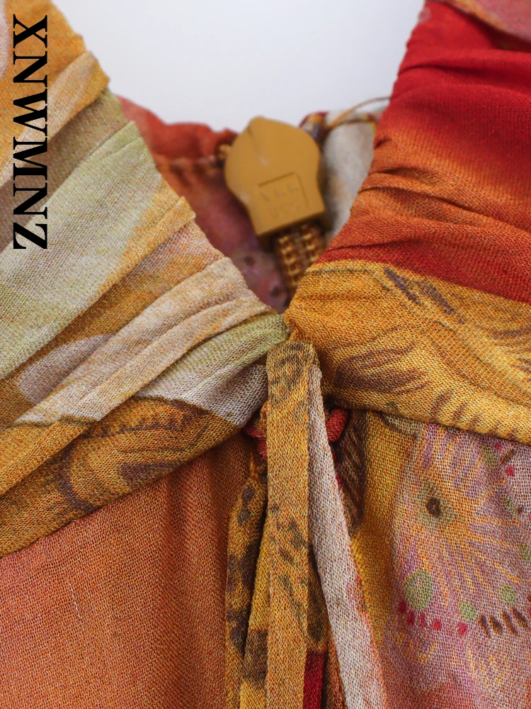 XNWMNZ 2025, Sommer-Frau, Urlaub, Party, dünner Schultergurt, ärmellos, rückenfrei, Midi-Kleider, Boho-Chic, Dame, sexy Plissee-Kleid