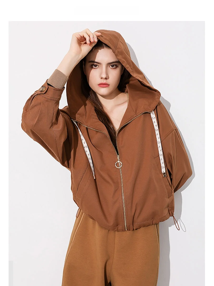 

ARI HAP Hooded ort Windbreaker Jaet Casual Outerwear Polyester Fiber Loose Fit Regular Thin Autumn 2024 Collection