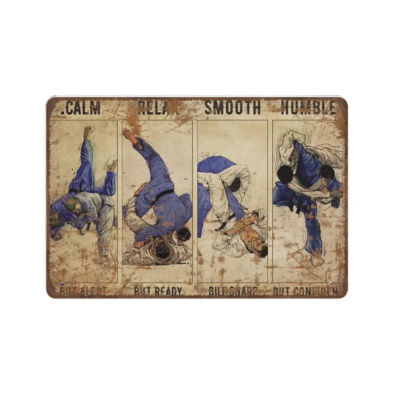 Antique Durable Thick Metal Sign,Judo Calm But Alert Tin Sign,Vintage Wall Decor，Novelty Signs for Home Kitchen Cafe Bar Man Cav
