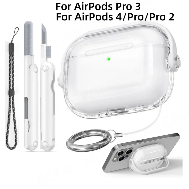 Étui pour AirPods Pro 3, étui mignon avec cordon, protection complète, coque transparente en TPU souple pour Airpods 4 Pro Pro 2 Pro3