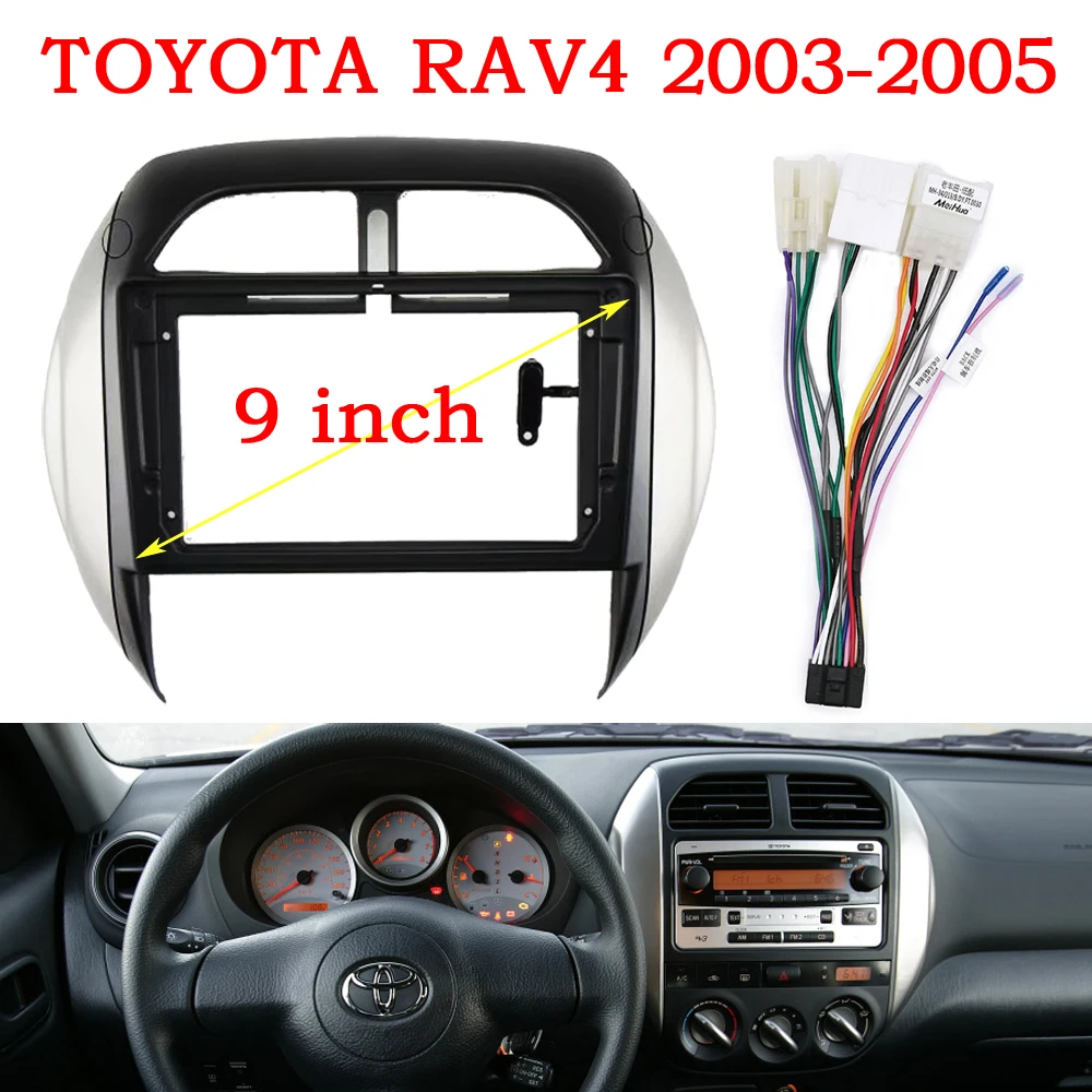 

9 inch Car Fascia Radio Panel for TOYOTA RAV4 2003-2005 Dash Kit Install Facia Console Bezel Adapter Plate 9inch Trim Cover