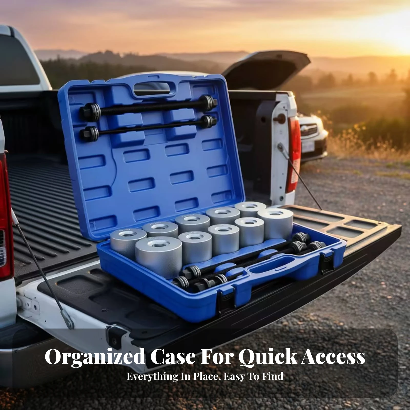 27 Pieces Molded Carrying Case Bushing Removal Tool Kit Vehicle Bushing Press Kit Long-Lasting for Auto Repair Workers view 3