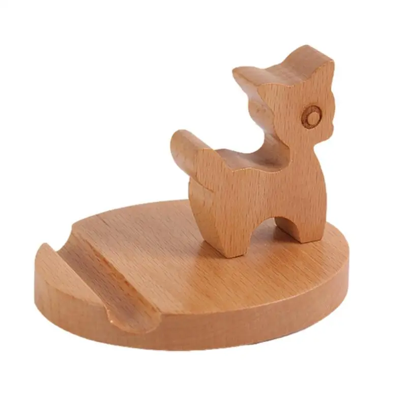 1PC Creativity Animal Deer/Dog/Elephant Shaped Solid Wood Mobile Phone Holder Car Home Mount Bracket Mobile Tablet Desktop Stand