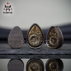 KUBOOZ Cretaceous Fossil Walnut Wood Ear Plugs - Gauges, Stretchers, Tunnels & Ear Expanders, Piercing Body Jewelry 1Pair