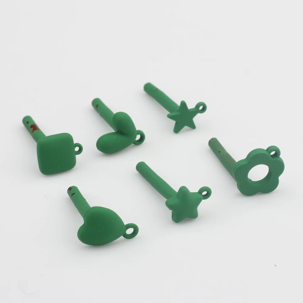 Zinc Alloy Spray Paint Green Flowers Star Heart Base Earrings Connector 10pcs For Fashion Jewelry Bulk Items Wholesale Lots