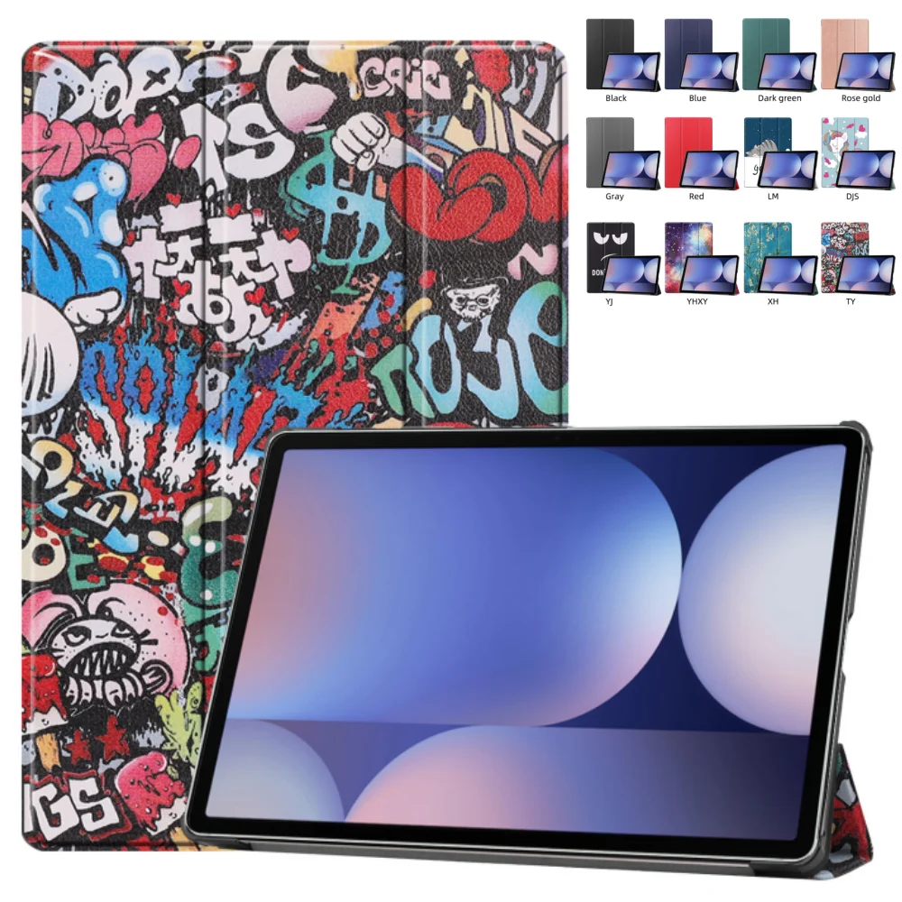 Tablet Case for Samsung Galaxy Tab S10 Plus SM-X820 SM-X826B 12.4 PU Leather Triple Fold Magnetic Cover with Auto Wake Function