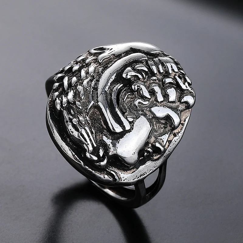 حلقة هرقل منحوتة على شكل حلقة قديمة، تصميم تمثال لوحة دائرية، حلقة إيمان، حجم فتحة قابل للتعديل #3