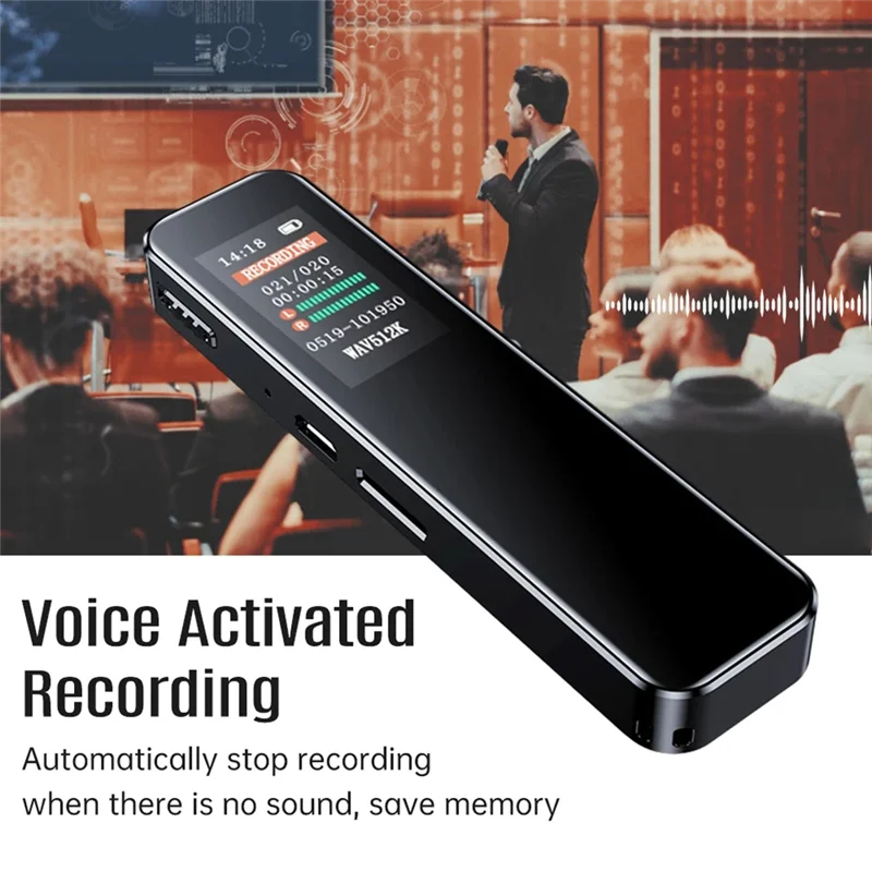 M16K-64GB Digital Voice Recorder Noise Reduction Record Payback MP3 Music Player Activated Record 1536KBPS HD Recording Kit