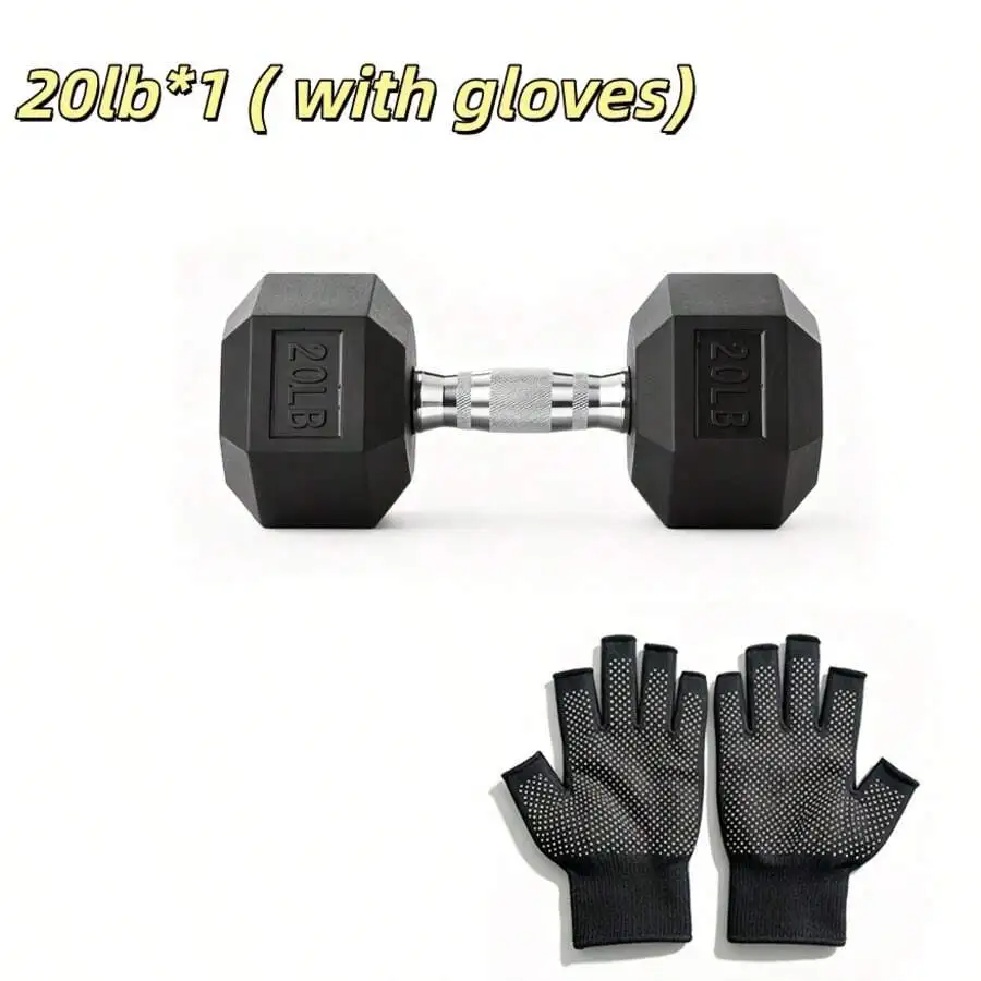 20LB 20LB Hex Rubber Dumbbell, Single Fixed Weight Dumbbell With Anti-Slip Workout Gloves, Heavy Duty Hand Weights For Home Gym Stren - Aliexpress Deal