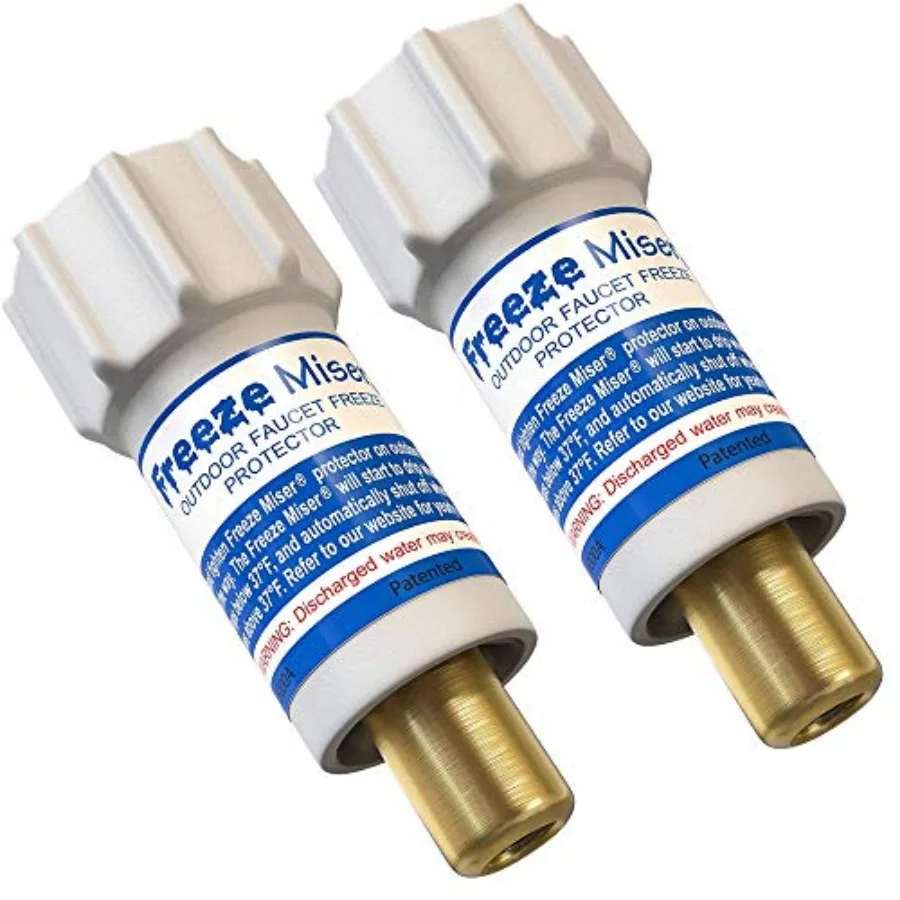 

Freeze Miser Outdoor Faucet and Spigot Freeze Protection Patented Valve Shield Activates at Water Temperature Below 37°F/3°C Du