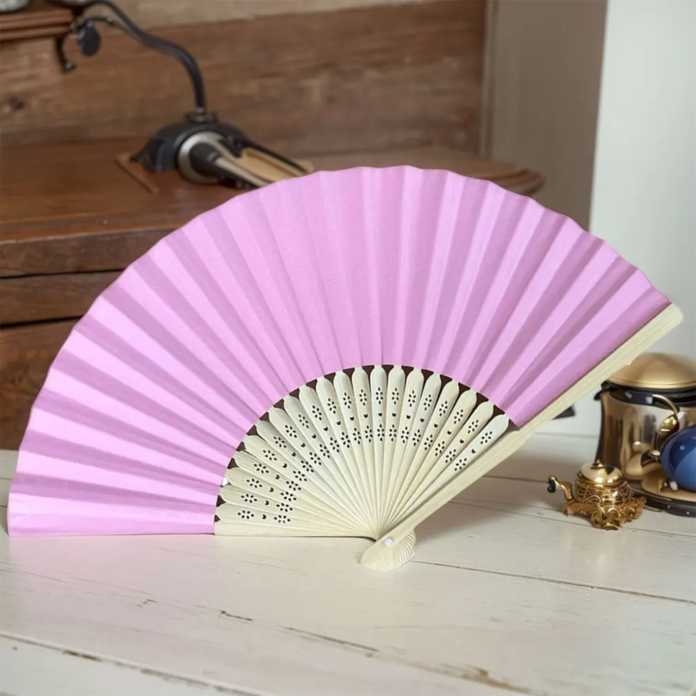 1-10PCS Classical Folding Fan Blank White Pink DIY Paper Bamboo Fan for Hand Practice Calligraphy Painting Drawing Custom Fan