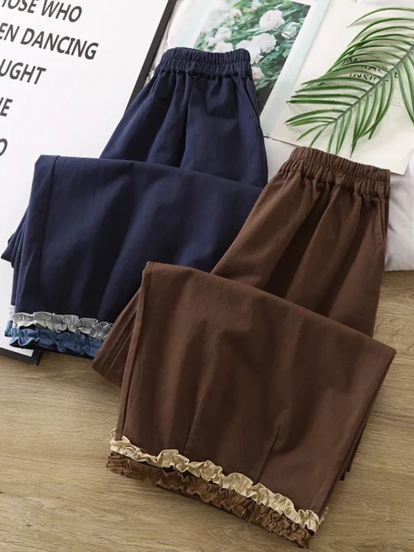 

Loose Summer Wide Leg Pants High Waist Large Size Retro Casual Patchwork Straight Leg Trousers Women's Fashion Comfortable ...