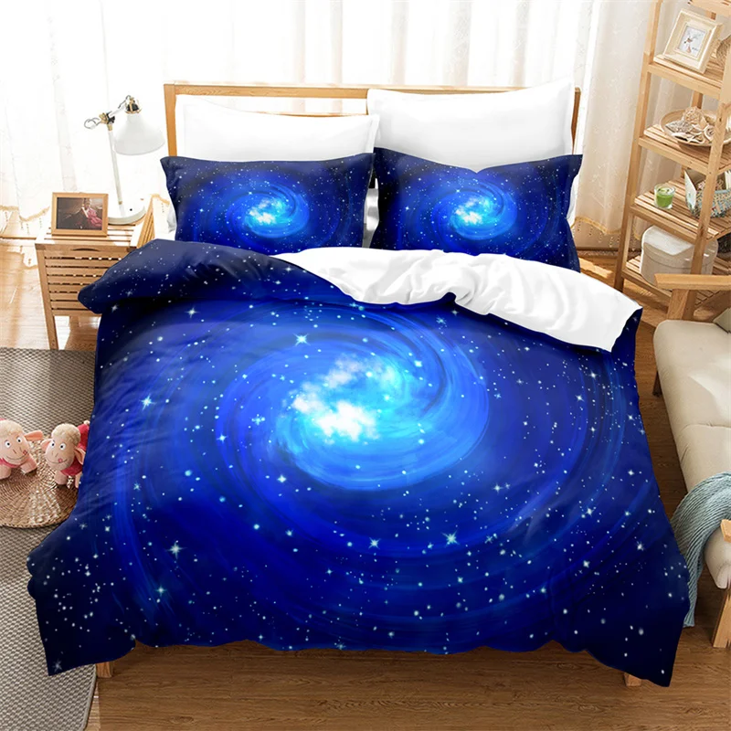 

3D Starry Sky Duvet Cover Boundless Abstract Galaxy Bedding Set Microfiber Space Universe Star Quilt Cover Queen For Boys Adults