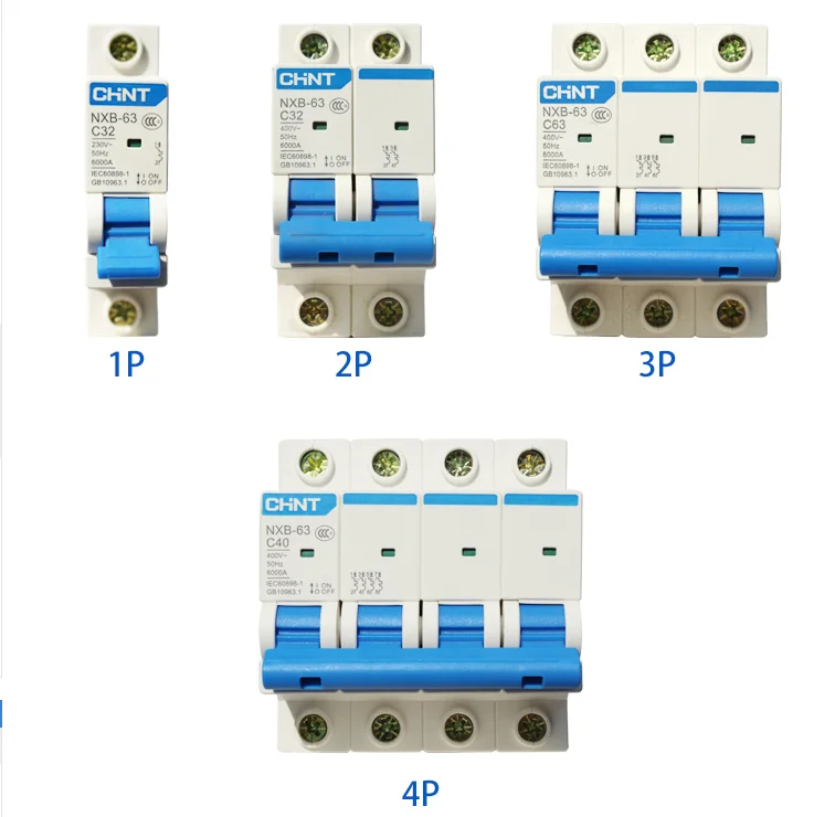 CHINT NXB-40 NXB-63 NXB-125 1P 2P DZ47 Upgrade Mini Circuit Breaker Domestic Air Switch C Type