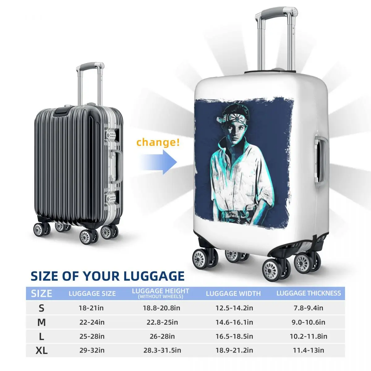 Ralph Macchio-каратэ детский чехол для чемодана, защитные эластичные дорожные защитные чехлы для багажа для 18-32 дюймов