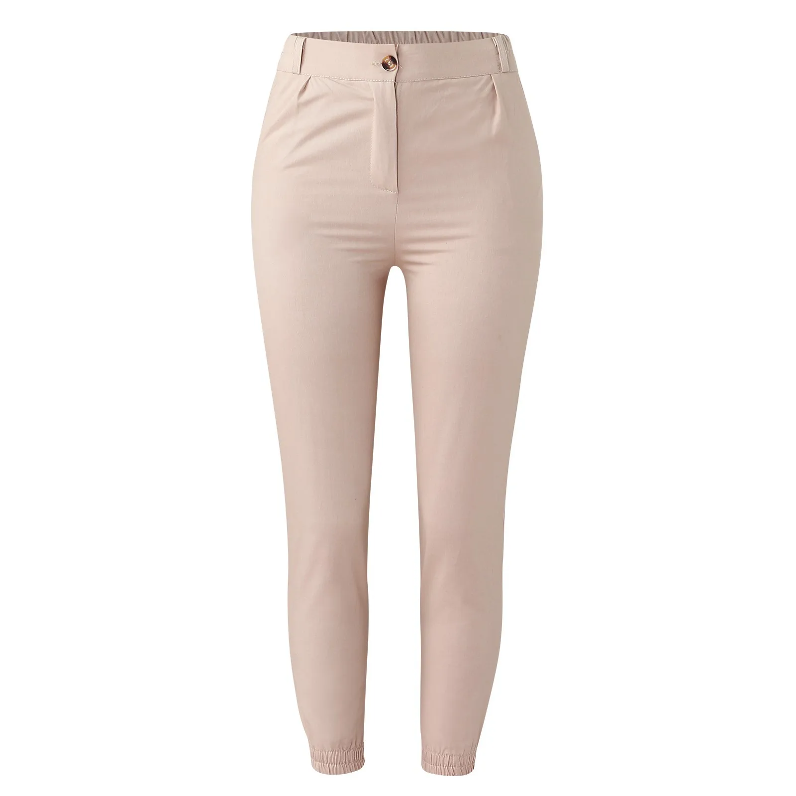 Women Pants Solid Color High Waist Button All Match Ankle Tied Trouser With Pockets Eelgant Lady Office Business Work Sweatpants