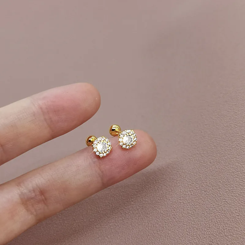 40pcs Super Sparkling Zircon Earrings for Women's New Micro Inlaid High Grade Light Luxury Screwed Earbone Studs