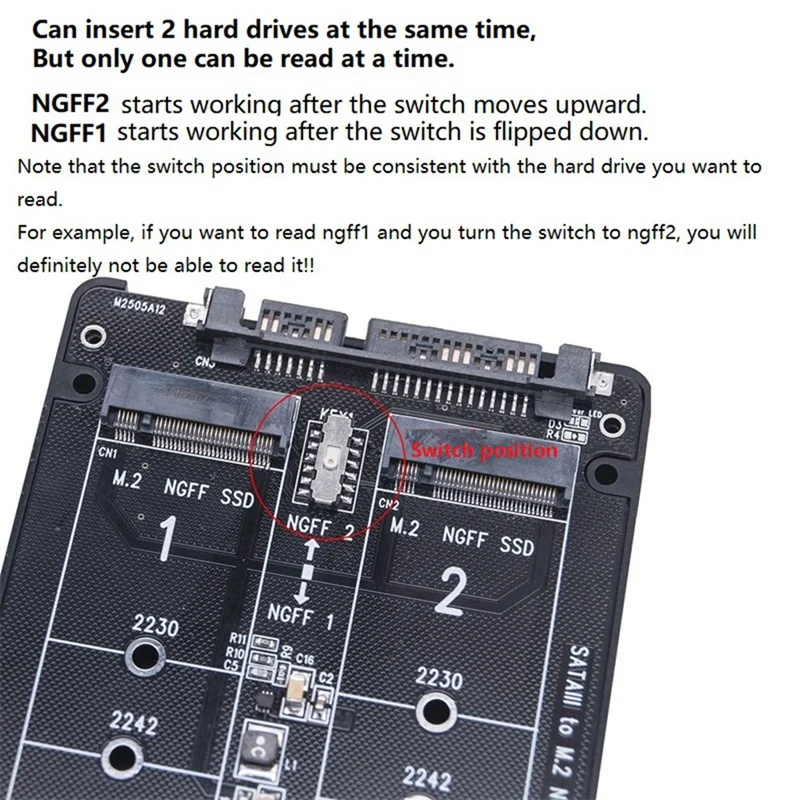 Top-Dual NGFF To SATA Adapter 2 Port M.2 SATA SSD B Key To SATA3.0 6Gbps Converter For 2230 2242 2260 2280 M2 SSD For PC